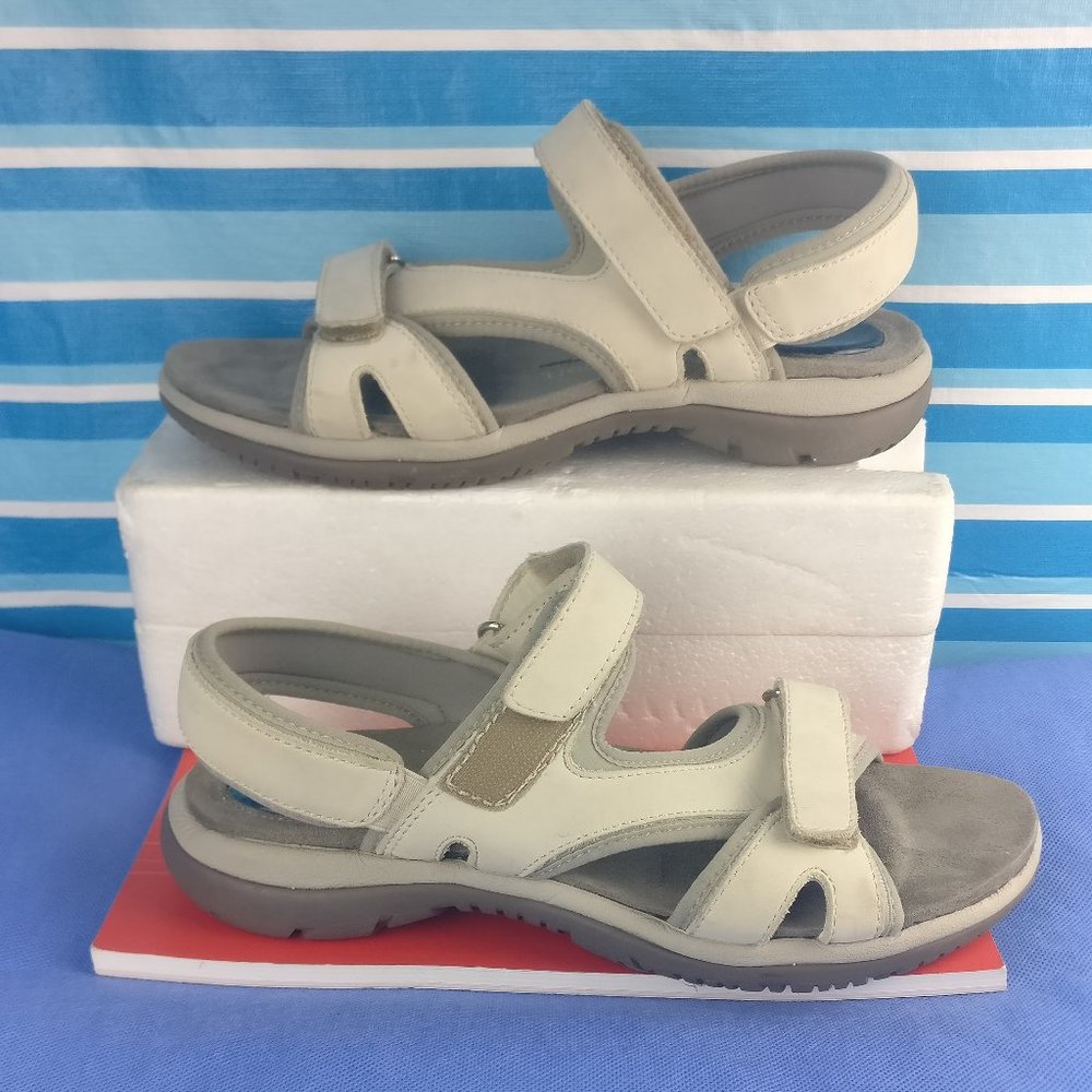 Dr Scholls LEATHER Comfort Padded Lightweight Strap Sandal with Massaging gel 7w